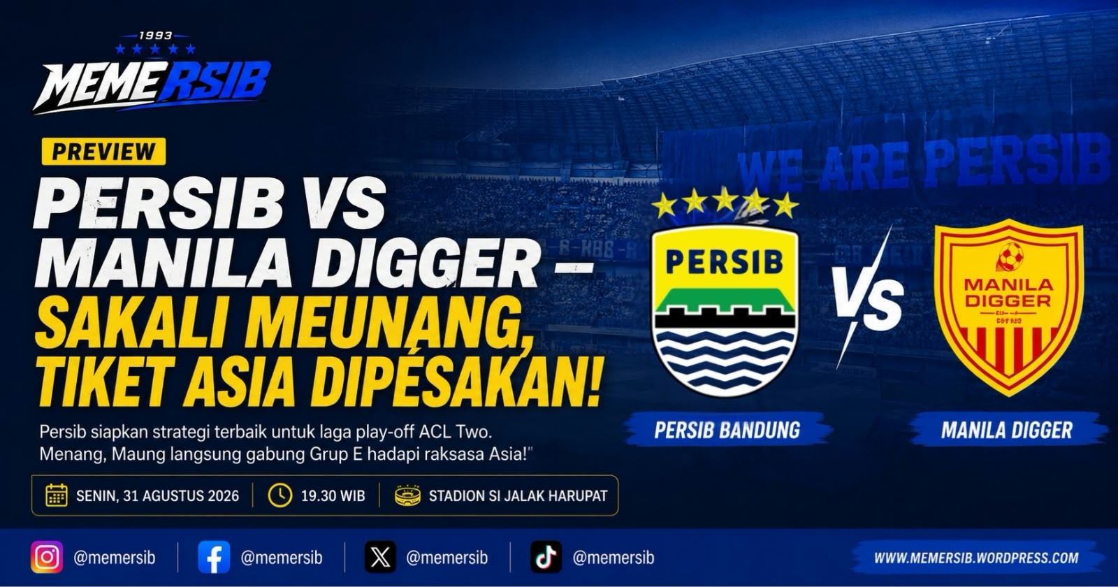 Preview: Persib vs Manila Digger — Sakali ‘Meunang’, Tiket Asia ‘Dipésakan’!